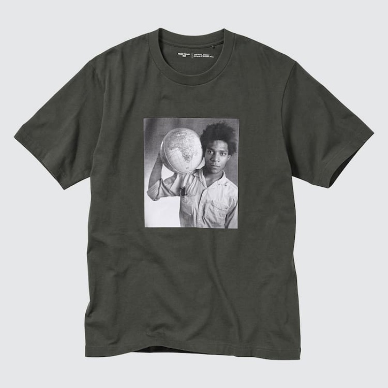 Camiseta Uniqlo Peace For All Ut Estampadas (Jean-michel Basquiat And Christopher Makos) Hombre Gris Oscuro | 0126LHTWO