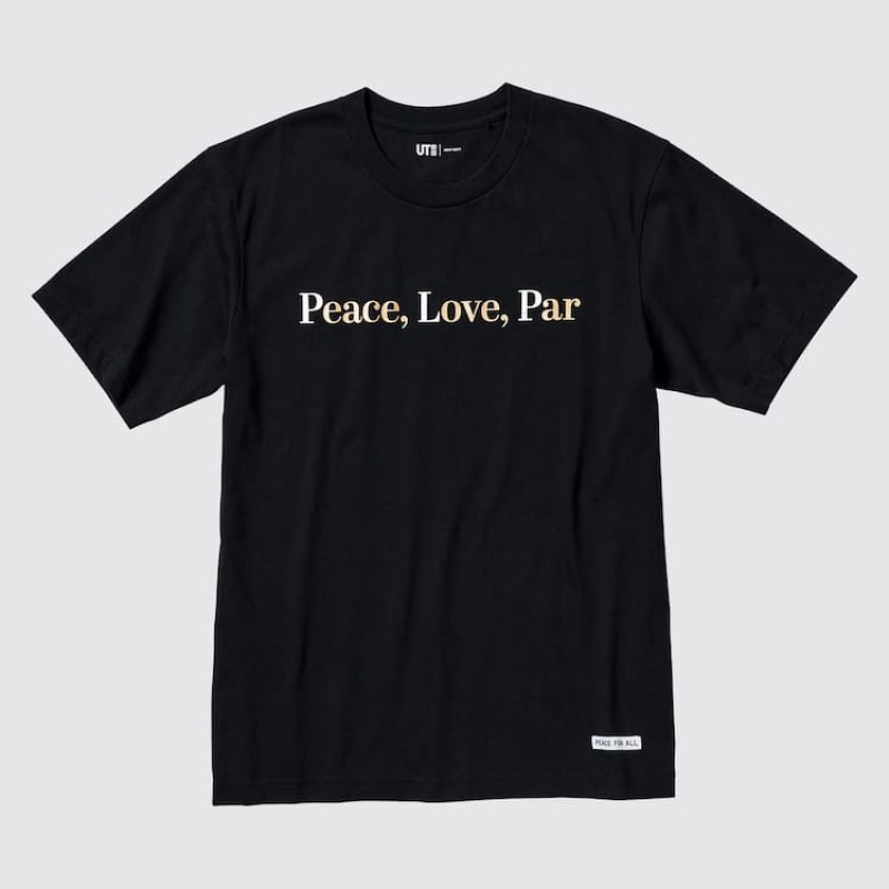 Camiseta Uniqlo Peace For All Ut Estampadas (Adam Scott) Hombre Negras | 1867ETSBD