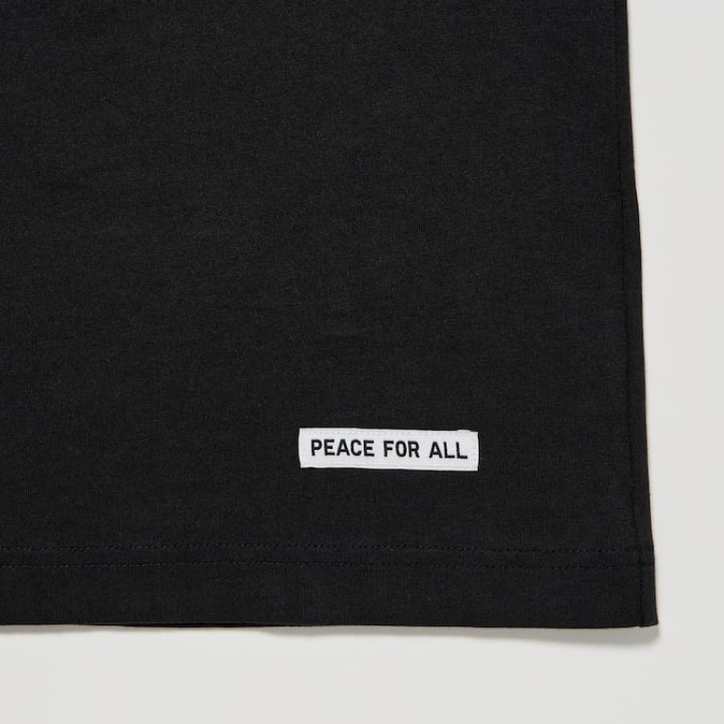 Camiseta Uniqlo Peace For All Ut Estampadas (Adam Scott) Hombre Negras | 1867ETSBD