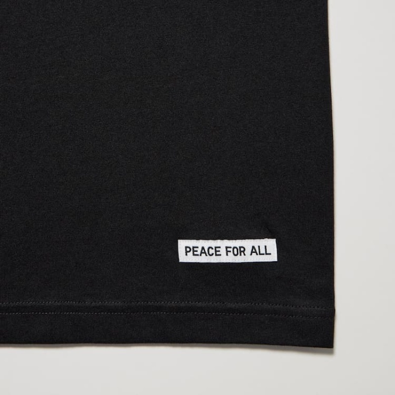 Camiseta Uniqlo Peace For All Ut Estampadas (Shingo Kunieda) Hombre Negras | 4932JZCQV