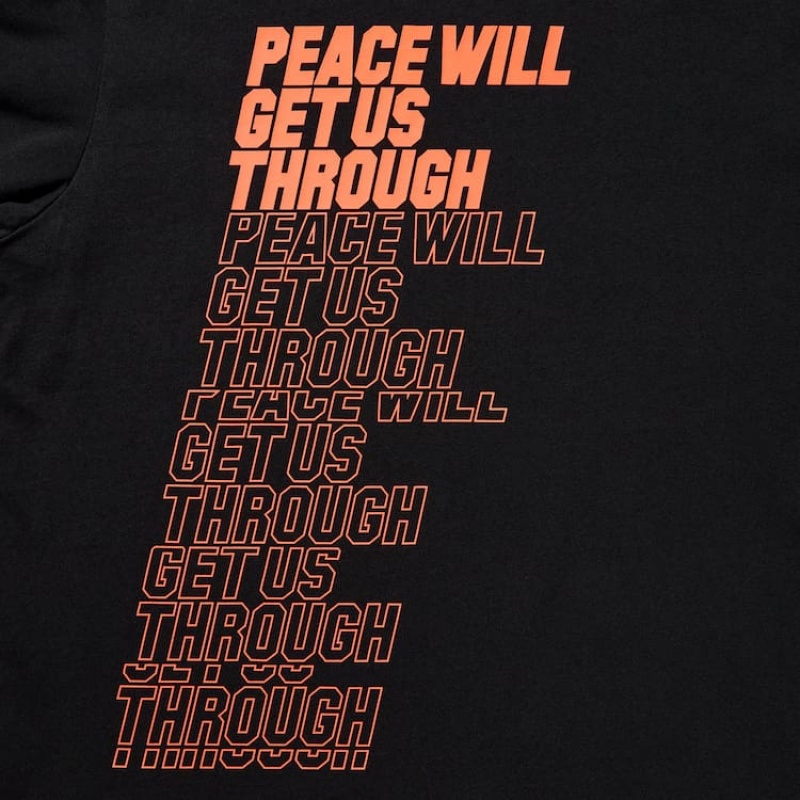 Camiseta Uniqlo Peace For All Ut Estampadas (Shingo Kunieda) Hombre Negras | 4932JZCQV