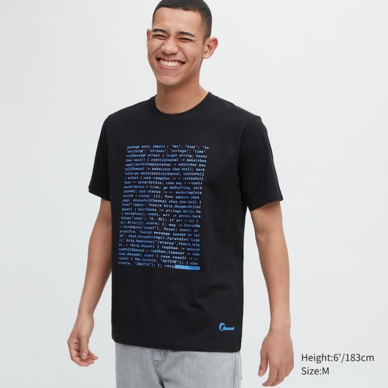 Camiseta Uniqlo Peace For All Ut Estampadas (Akamai Technologies) Hombre Negras | 0529RHPXY