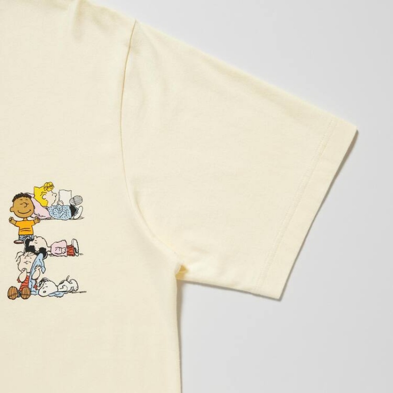 Camiseta Uniqlo Peace For All Ut Estampadas (Peanuts) Hombre Amarillo | 2401KEZWV