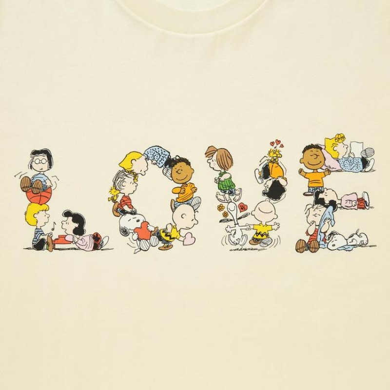 Camiseta Uniqlo Peace For All Ut Estampadas (Peanuts) Hombre Amarillo | 2401KEZWV