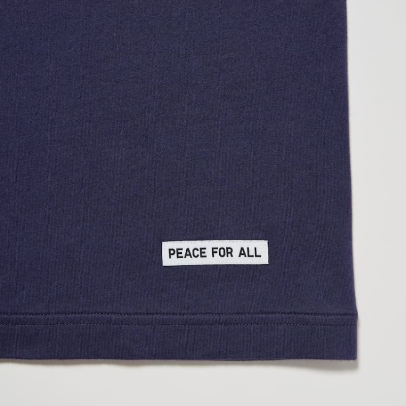 Camiseta Uniqlo Peace For All Ut Estampadas (Ayumu Hirano) Hombre Azul Marino | 1507EAITJ