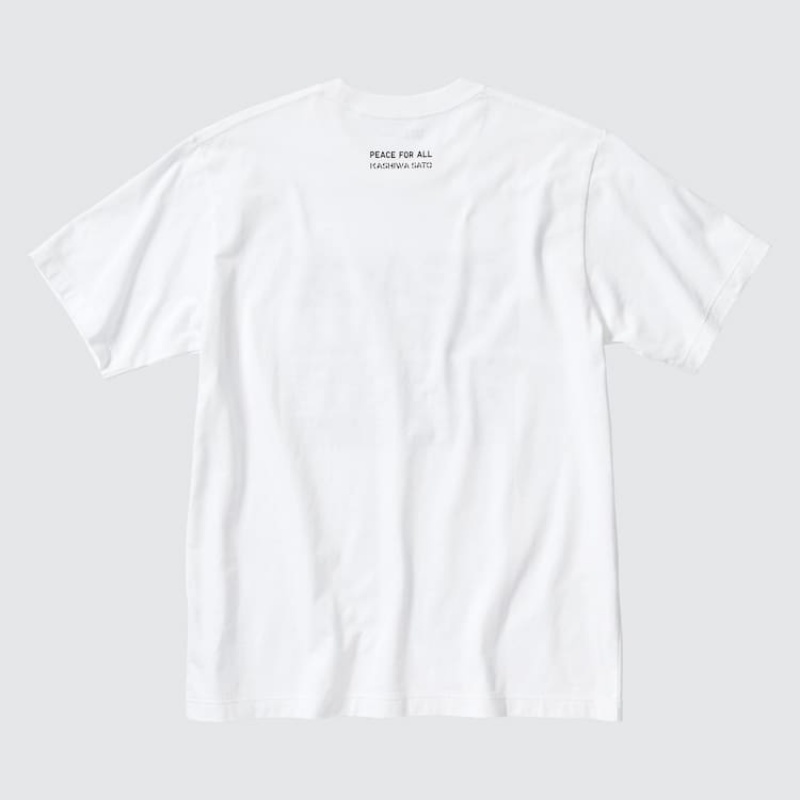 Camiseta Uniqlo Peace For All Ut Estampadas (Kashiwa Sato) Hombre Blancas | 9378MXVFA