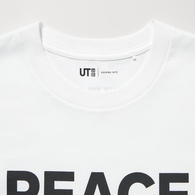 Camiseta Uniqlo Peace For All Ut Estampadas (Kashiwa Sato) Hombre Blancas | 9378MXVFA