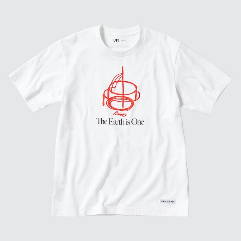 Camiseta Uniqlo Peace For All Ut Estampadas (Tadao Ando) Hombre Blancas | 2547SYRVU