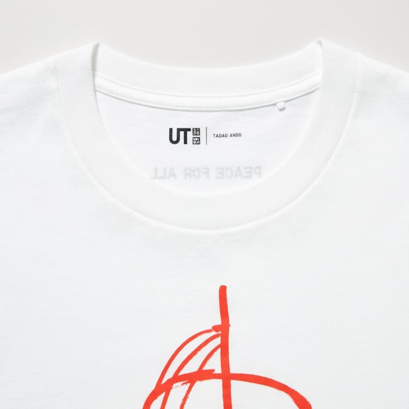 Camiseta Uniqlo Peace For All Ut Estampadas (Tadao Ando) Hombre Blancas | 2547SYRVU