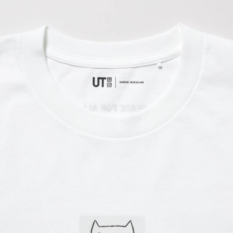 Camiseta Uniqlo Peace For All Ut Estampadas (Haruki Murakami) Mujer Blancas | 6295VCRNS