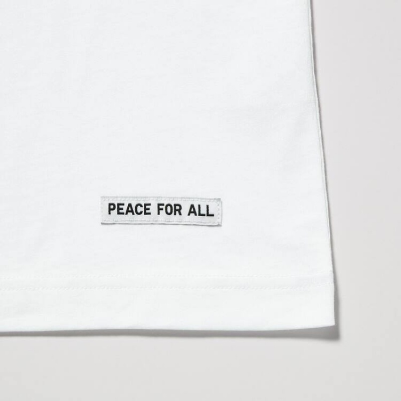 Camiseta Uniqlo Peace For All Ut Estampadas (Haruki Murakami) Mujer Blancas | 6295VCRNS