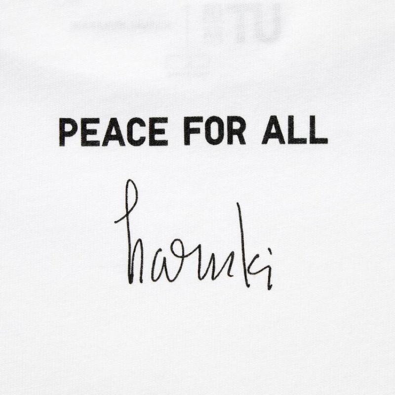 Camiseta Uniqlo Peace For All Ut Estampadas (Haruki Murakami) Mujer Blancas | 6295VCRNS