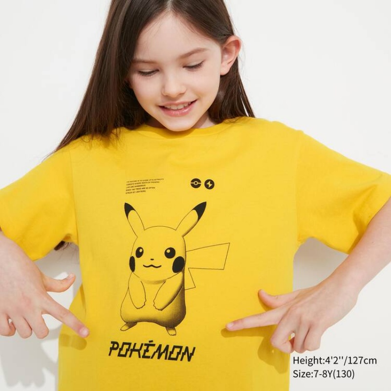 Camiseta Uniqlo Pokemon Ut Estampadas Niños Amarillo | 1465WNUDL