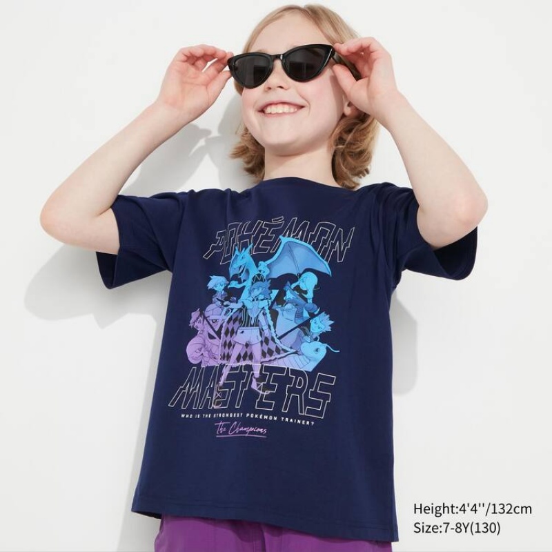 Camiseta Uniqlo Pokemon Ut Estampadas Niños Azul Marino | 4580EYLSV