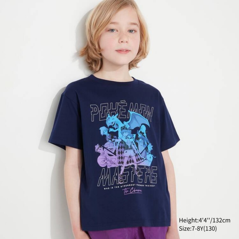 Camiseta Uniqlo Pokemon Ut Estampadas Niños Azul Marino | 4580EYLSV