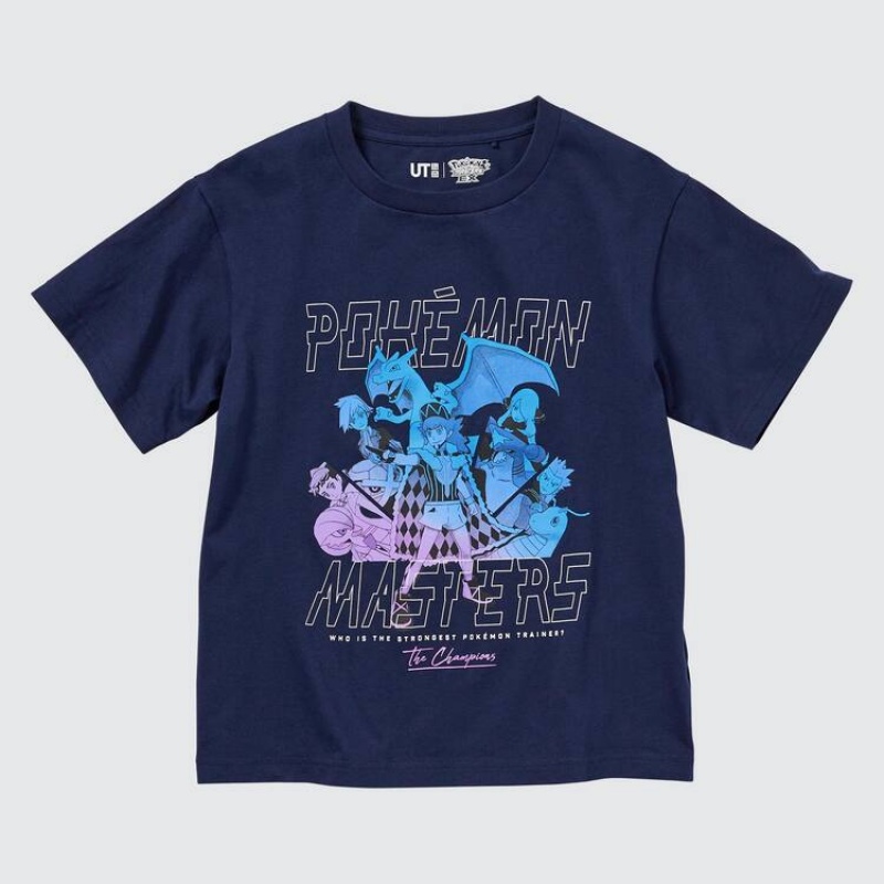 Camiseta Uniqlo Pokemon Ut Estampadas Niños Azul Marino | 4580EYLSV