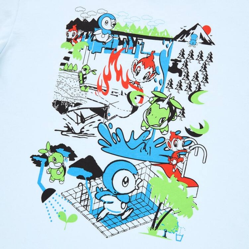 Camiseta Uniqlo Pokémon Meets Artist Ut Estampadas Niños Azules Claro | 1278QIKEF