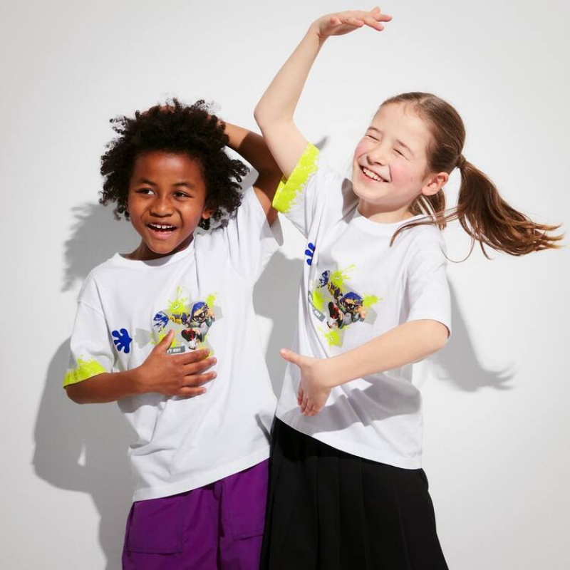 Camiseta Uniqlo Splatoon 3 Ut Estampadas Niños Blancas | 3764GISOE