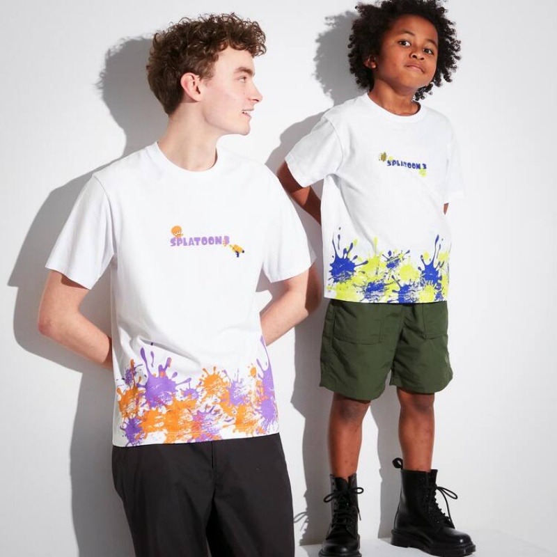 Camiseta Uniqlo Splatoon 3 Ut Estampadas Niños Blancas | 7295VCAYW