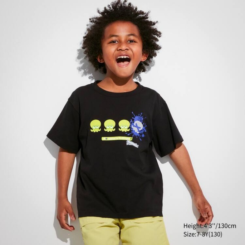 Camiseta Uniqlo Splatoon 3 Ut Estampadas Niños Negras | 2089URHDP