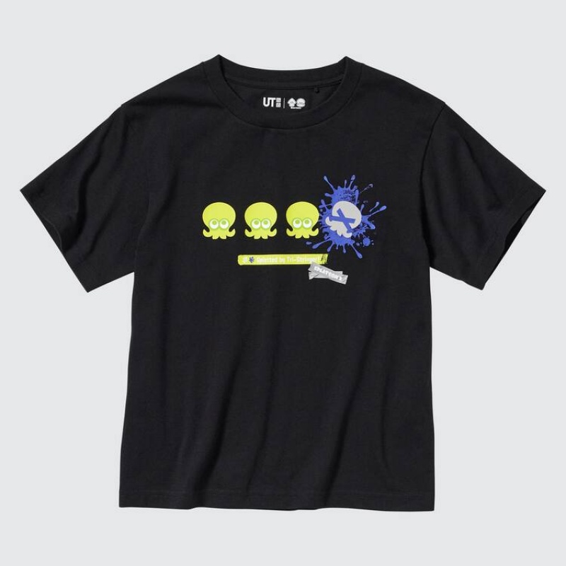 Camiseta Uniqlo Splatoon 3 Ut Estampadas Niños Negras | 2089URHDP