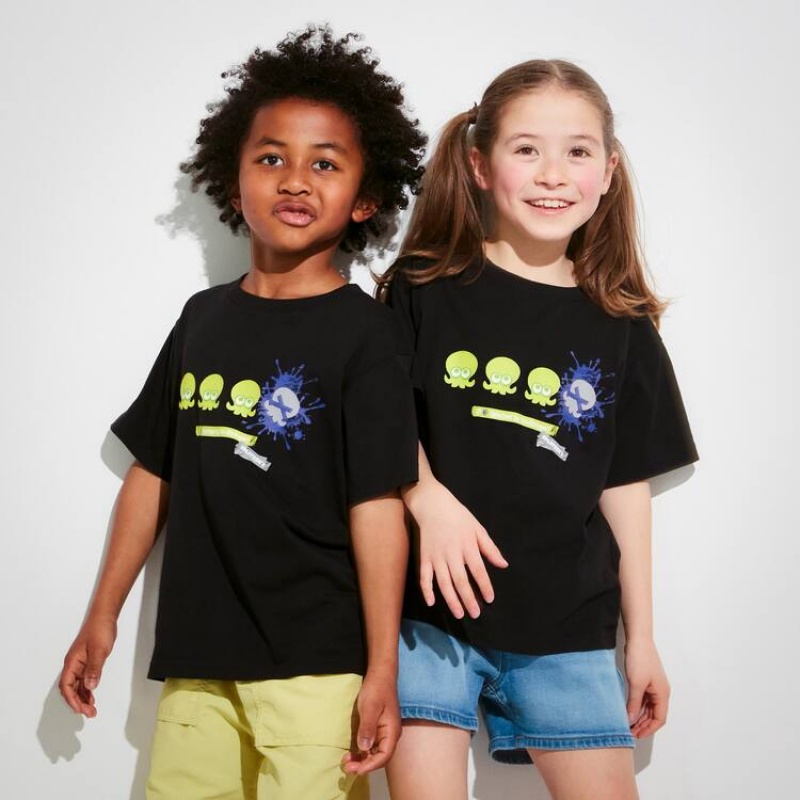 Camiseta Uniqlo Splatoon 3 Ut Estampadas Niños Negras | 2089URHDP