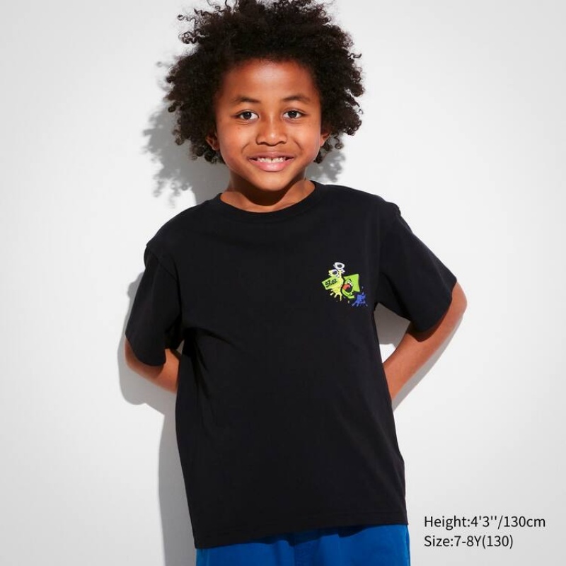 Camiseta Uniqlo Splatoon 3 Ut Estampadas Niños Negras | 0129GWRVX