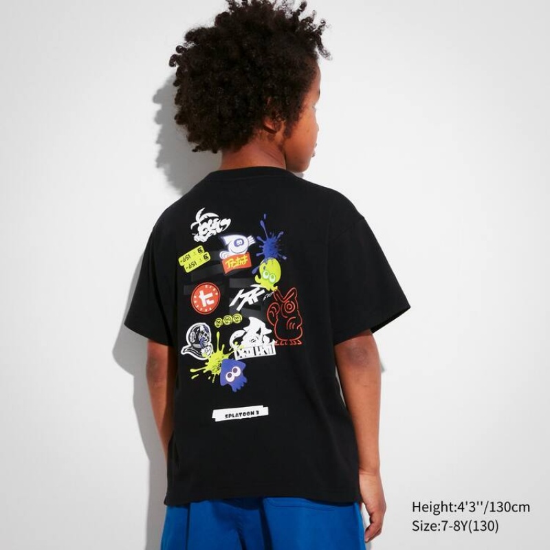 Camiseta Uniqlo Splatoon 3 Ut Estampadas Niños Negras | 0129GWRVX