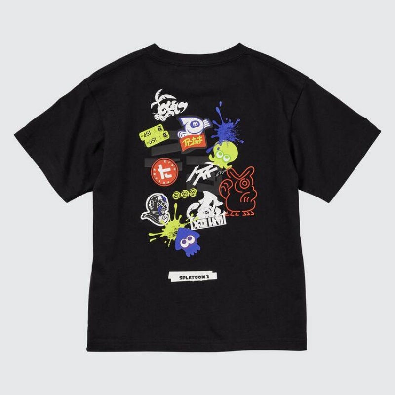 Camiseta Uniqlo Splatoon 3 Ut Estampadas Niños Negras | 0129GWRVX