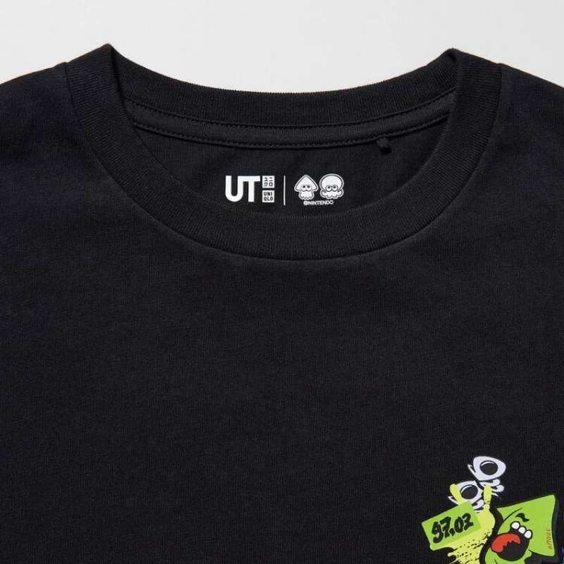 Camiseta Uniqlo Splatoon 3 Ut Estampadas Niños Negras | 0129GWRVX