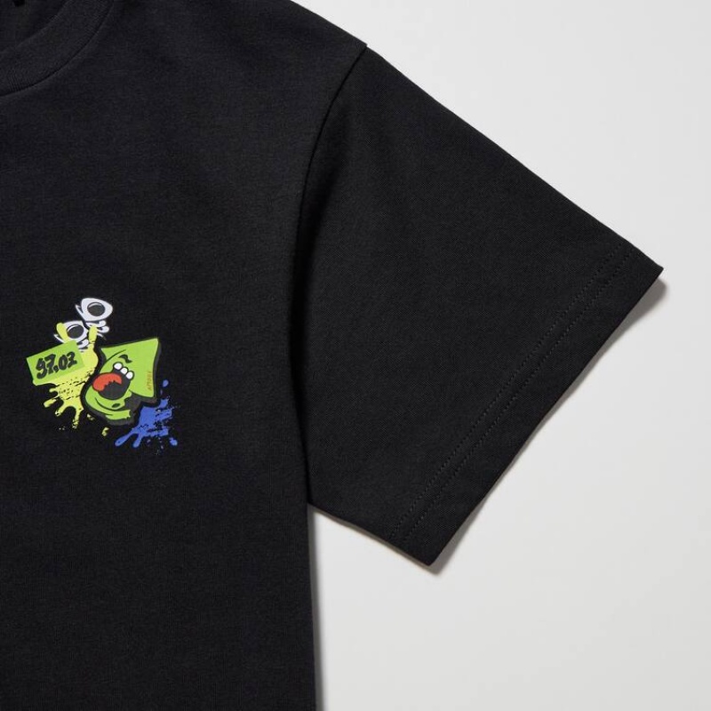 Camiseta Uniqlo Splatoon 3 Ut Estampadas Niños Negras | 0129GWRVX