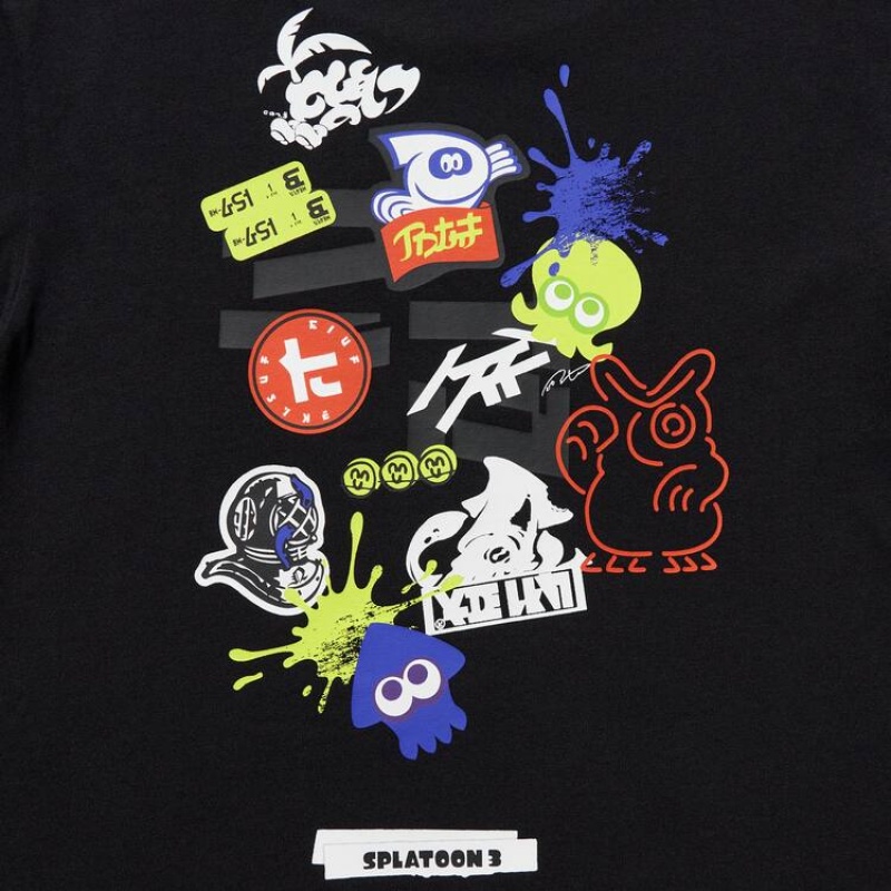 Camiseta Uniqlo Splatoon 3 Ut Estampadas Niños Negras | 0129GWRVX