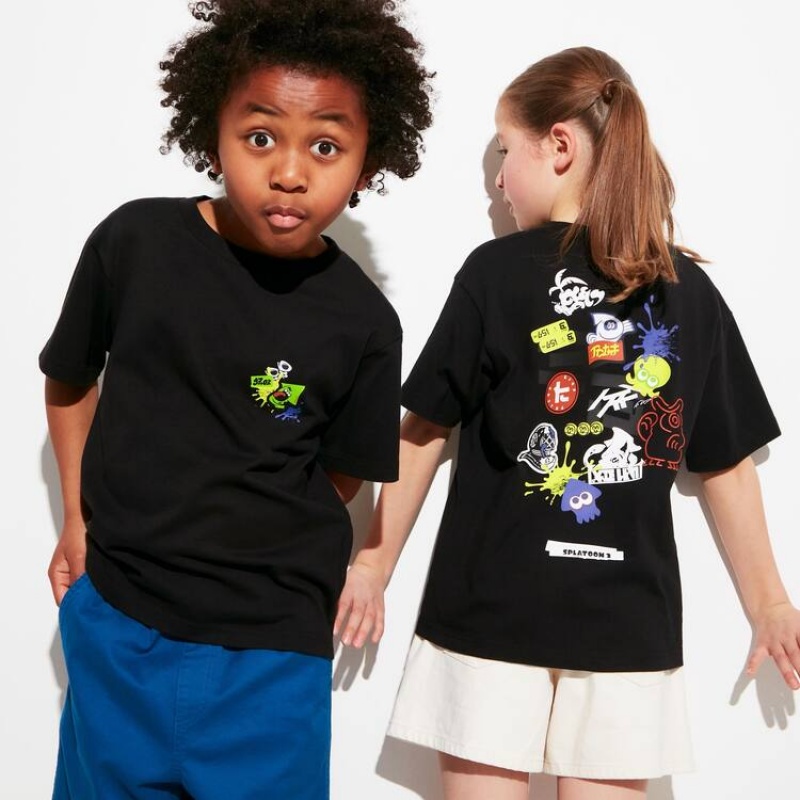 Camiseta Uniqlo Splatoon 3 Ut Estampadas Niños Negras | 0129GWRVX