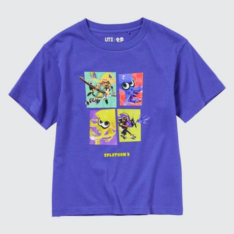 Camiseta Uniqlo Splatoon 3 Ut Estampadas Niños Azules | 5938NDHVF