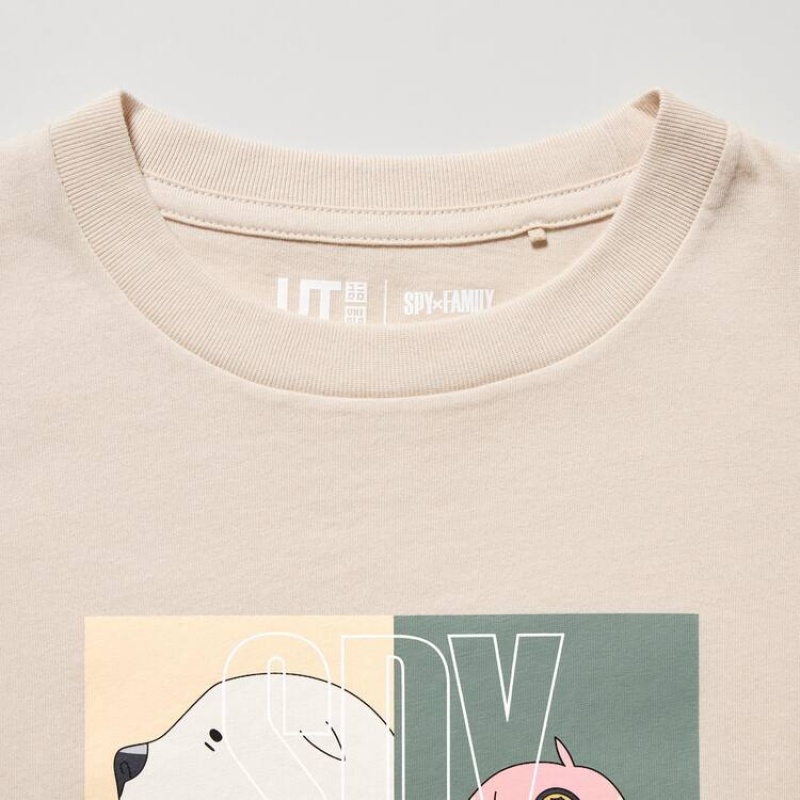 Camiseta Uniqlo Spy X Family Ut Estampadas Niños Beige | 6814ALGKT