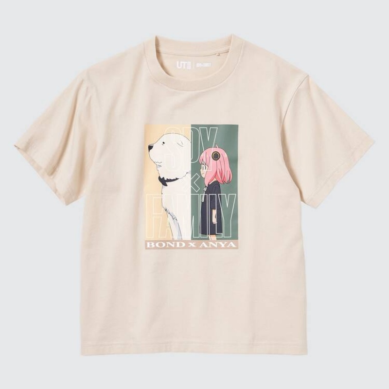 Camiseta Uniqlo Spy X Family Ut Estampadas Niños Beige | 6814ALGKT