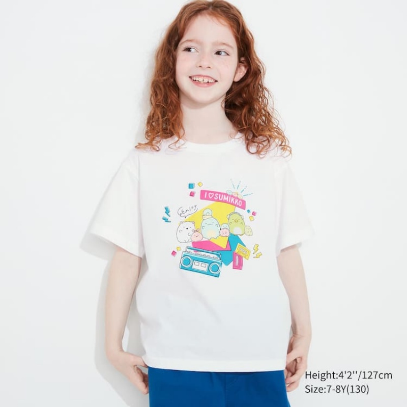 Camiseta Uniqlo Sumikkogurashi Ut Estampadas Niños Blancas | 1978SLKHR