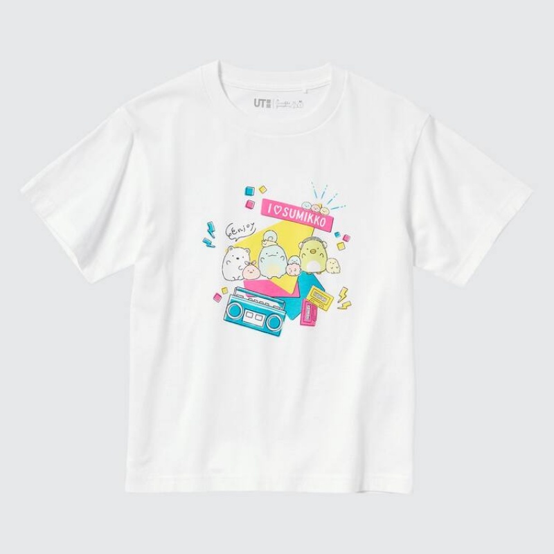 Camiseta Uniqlo Sumikkogurashi Ut Estampadas Niños Blancas | 1978SLKHR