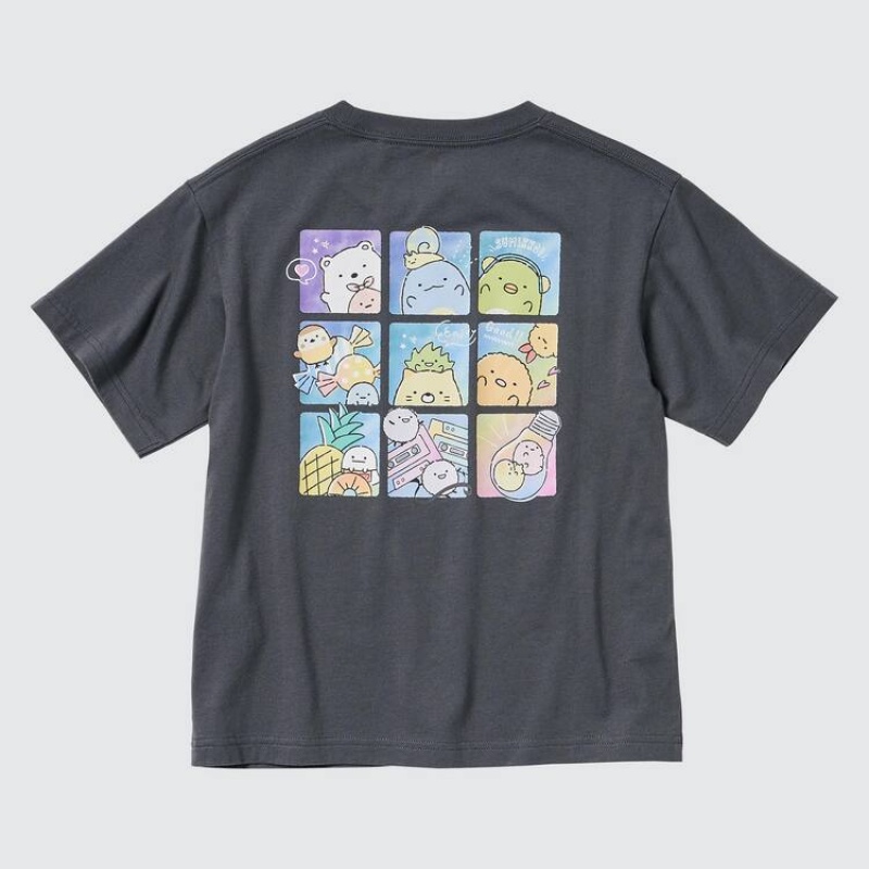 Camiseta Uniqlo Sumikkogurashi Ut Estampadas Niños Gris Oscuro | 3187UIROY