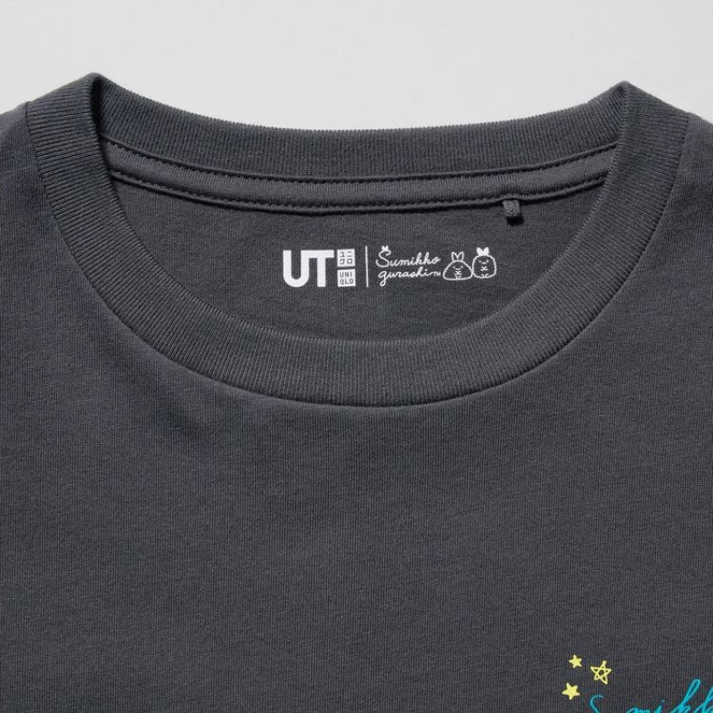 Camiseta Uniqlo Sumikkogurashi Ut Estampadas Niños Gris Oscuro | 3187UIROY