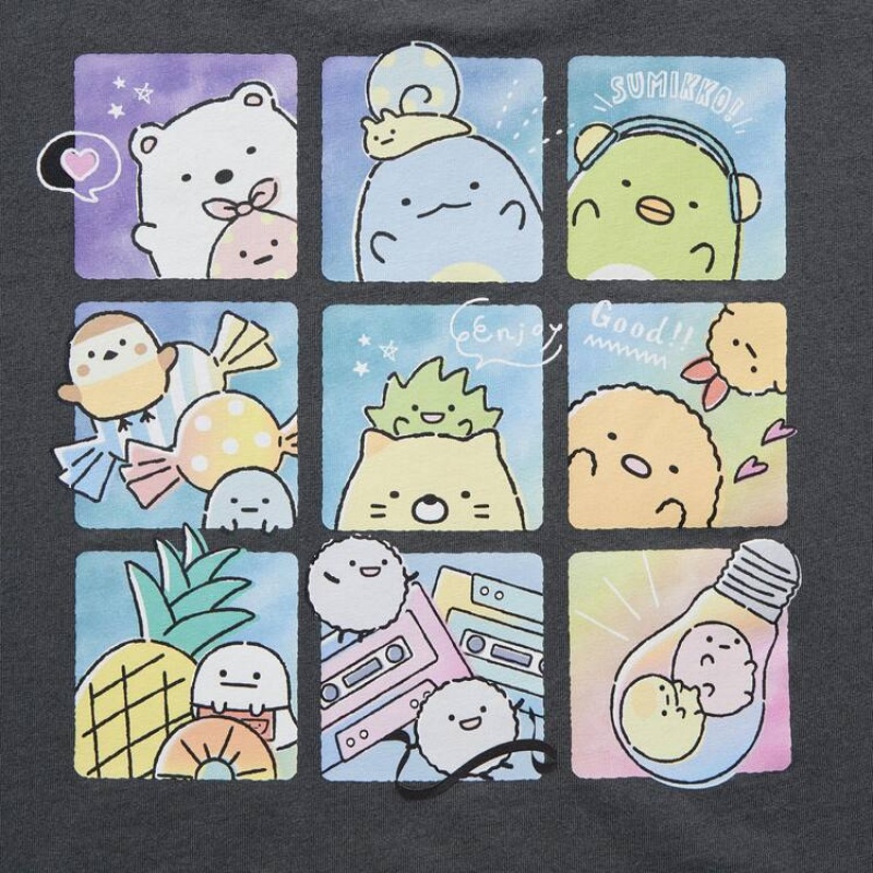 Camiseta Uniqlo Sumikkogurashi Ut Estampadas Niños Gris Oscuro | 3187UIROY