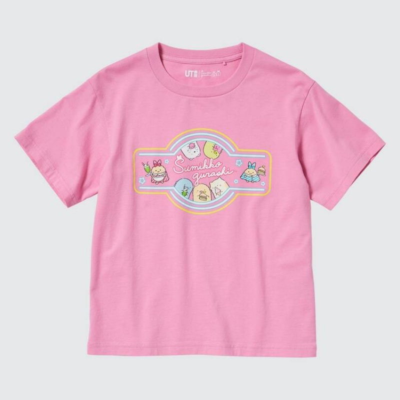 Camiseta Uniqlo Sumikkogurashi Ut Estampadas Niños Rosas | 5364YPDEU