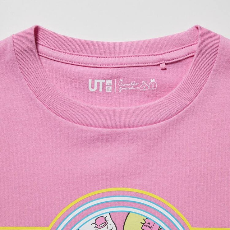 Camiseta Uniqlo Sumikkogurashi Ut Estampadas Niños Rosas | 5364YPDEU