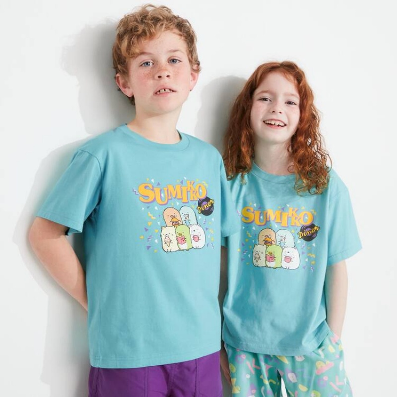 Camiseta Uniqlo Sumikkogurashi Ut Estampadas Niños Verde | 8709MJKEF