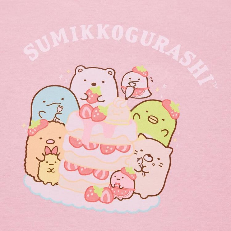 Camiseta Uniqlo Sumikkogurashi Ut Estampadas Niños Rosas | 8547XVUWL