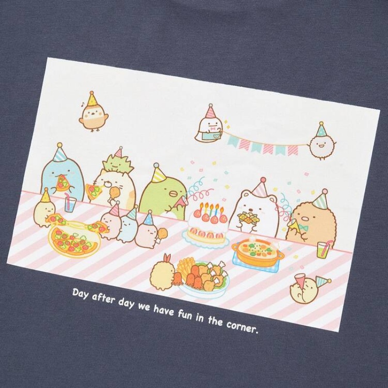 Camiseta Uniqlo Sumikkogurashi Ut Estampadas Niños Azules | 8097DSYCR