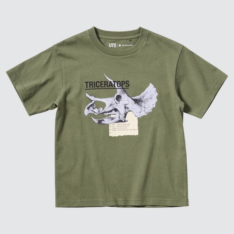 Camiseta Uniqlo The Smithsonian Ut Estampadas Niños Verde Oliva | 5014RHEUB