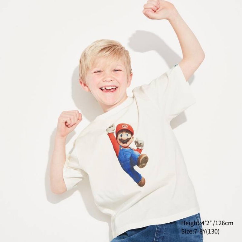 Camiseta Uniqlo The Super Mario Bros Movie Ut Estampadas Niños Blancas | 7816IOJYU