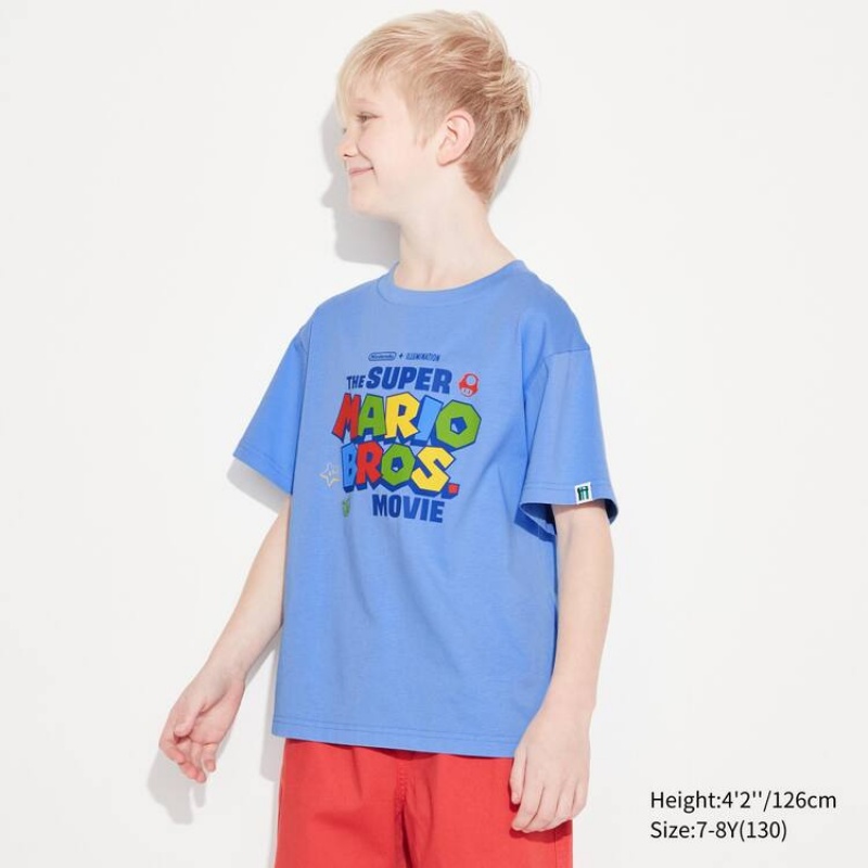 Camiseta Uniqlo The Super Mario Bros Movie Ut Estampadas Niños Azules | 3541YVBNZ