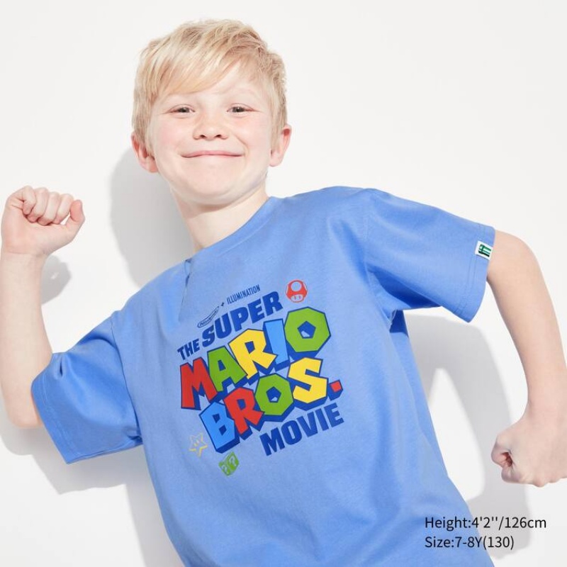 Camiseta Uniqlo The Super Mario Bros Movie Ut Estampadas Niños Azules | 3541YVBNZ